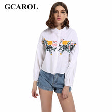GCAROL New Embroidered Floral Women Blouse Standard Collar Lantern Sleeve Joker Shirt High Quality Oversize Crop Top For Ladies