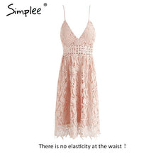 Simplee Deep V padded backless white lace dress Lined summer dress women sundress Sexy hollow out party dress vestido de festa