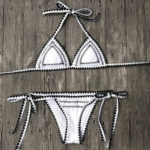 2017 New Sexy Bikinis Women Swimwear Push Up Swimsuit Halter Top Biquini Padded Bathing Suit Bandage Brazilian Bikini Set