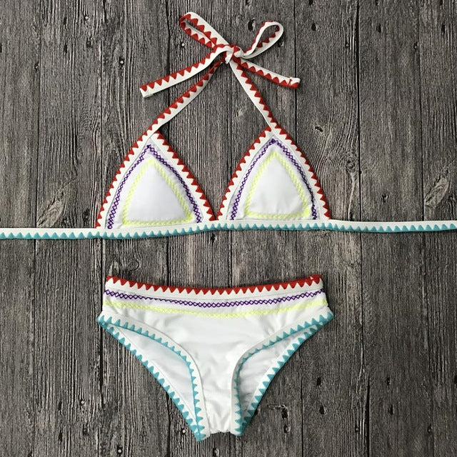 2017 New Sexy Bikinis Women Swimwear Push Up Swimsuit Halter Top Biquini Padded Bathing Suit Bandage Brazilian Bikini Set
