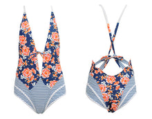 Ariel Sarah Sexy Swimwear Luxury Floral One Piece Swimsuit Women Deep V Chest Swimwear Halter Bathing Suit Bodysuit One Piece