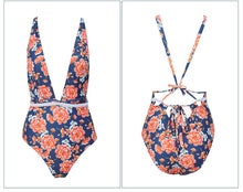 Ariel Sarah Sexy Swimwear Luxury Floral One Piece Swimsuit Women Deep V Chest Swimwear Halter Bathing Suit Bodysuit One Piece