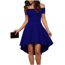 Women Burgundy Blue princess dresses 2018 New summer Off the Shoulder  Short Sleeves Knee-length A-Line dress Vestidos