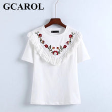 GCAROL 2018 Euro Style Embroidery Floral Women T-shirt O Neck Tassels Design White Tops Early Spring Summer Pullover