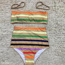 QIANG YI 2018 Summer Bandeau Sexy Bikini Set Push Up Swimwear Women Swimsuit Female Striped Bathing Suit Strapless Top Beach