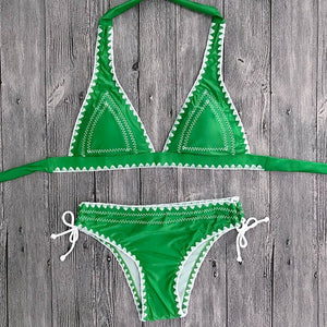 2017 New Sexy Bikinis Women Swimwear Push Up Swimsuit Halter Top Biquini Padded Bathing Suit Bandage Brazilian Bikini Set