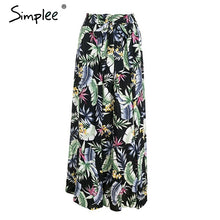 Simplee High split print long skirt women Summer style sash floral maxi skirt female 2018 Streetwear casual  beach boho skirt