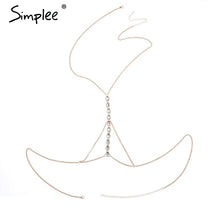 Simplee Charm gold body chain ladies Rhinestone sexy bikini body chain jewelry Luxury boho beach body accessories 2018