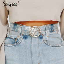 Simplee Fashion transparent pvc women belt Gold eyelet buckle strap white waist belt 2018 New casual waistband accessories lady
