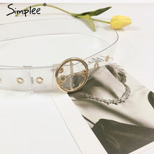 Simplee Fashion transparent pvc women belt Gold eyelet buckle strap white waist belt 2018 New casual waistband accessories lady