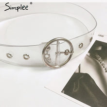 Simplee Fashion transparent pvc women belt Gold eyelet buckle strap white waist belt 2018 New casual waistband accessories lady