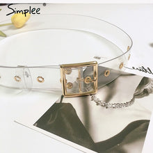 Simplee Fashion transparent pvc women belt Gold eyelet buckle strap white waist belt 2018 New casual waistband accessories lady