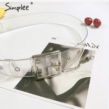 Simplee Fashion transparent pvc women belt Gold eyelet buckle strap white waist belt 2018 New casual waistband accessories lady