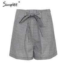 Simplee Tie up zipper plaid shorts women bottom Ring streetwear summer shorts 2018 Casual white zipper high waist shorts femme