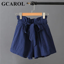 GCAROL 2018 New Women Wide Leg Shorts Cotton&Linen Fashion Casual Summer Sashes Shorts Elastic Waist Ultra Wide Leg Trousers