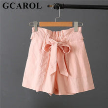 GCAROL 2018 New Women Wide Leg Shorts Cotton&Linen Fashion Casual Summer Sashes Shorts Elastic Waist Ultra Wide Leg Trousers