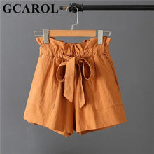 GCAROL 2018 New Women Wide Leg Shorts Cotton&Linen Fashion Casual Summer Sashes Shorts Elastic Waist Ultra Wide Leg Trousers