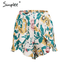 Simplee Boho print summer shorts women 2018 Elegant ruffle dot chiffon shorts High waist wide leg beach casual shorts female