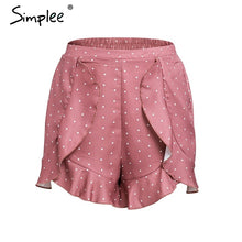Simplee Boho print summer shorts women 2018 Elegant ruffle dot chiffon shorts High waist wide leg beach casual shorts female