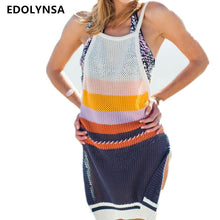 STRIPED CROCHET BEACH COVER UP