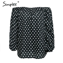 Simplee Vintage polka dot off shoulder women blouse shirt Lantern long sleeve sexy blouse top Casual summer blusas female tunic