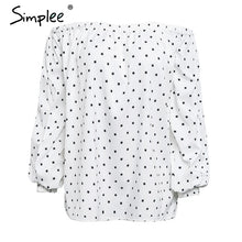 Simplee Vintage polka dot off shoulder women blouse shirt Lantern long sleeve sexy blouse top Casual summer blusas female tunic