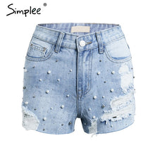 Simplee Casual ripped denim shorts women Fashion high waist femme shorts Streetwear zipper summer shorts