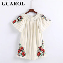 GCAROL 2018 New Arrival Slash Neck Embroidered Floral Blouse Off The Shoulder Striped Long Blouse Summer Sexy Tops