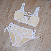 QIANG YI 2018 Summer Hollow Push Up Bikini Set Sexy Swimwear Women Swimsuit Female Grommet String Bathing Suit Lace Bather Beach